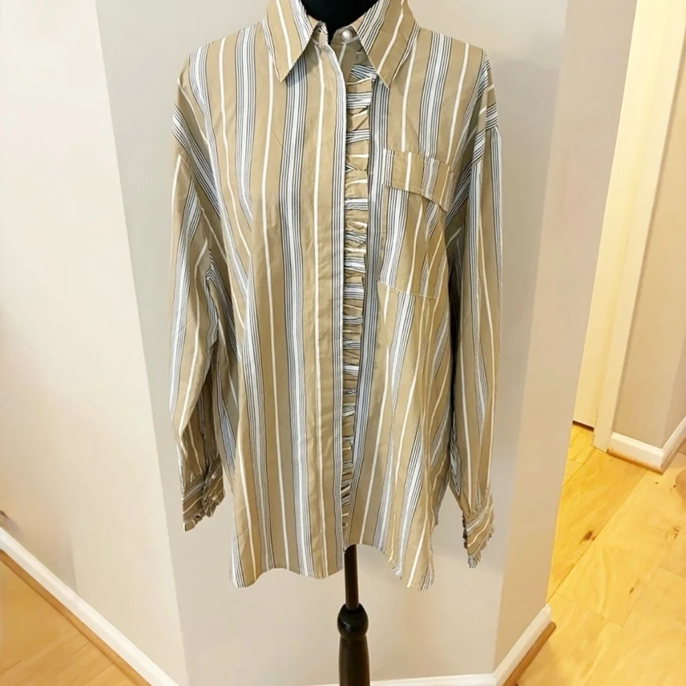 Damson Madder NWT Kylie ruffled button down long sleeve shirt size UK12(US 8) - Picture 5 of 16